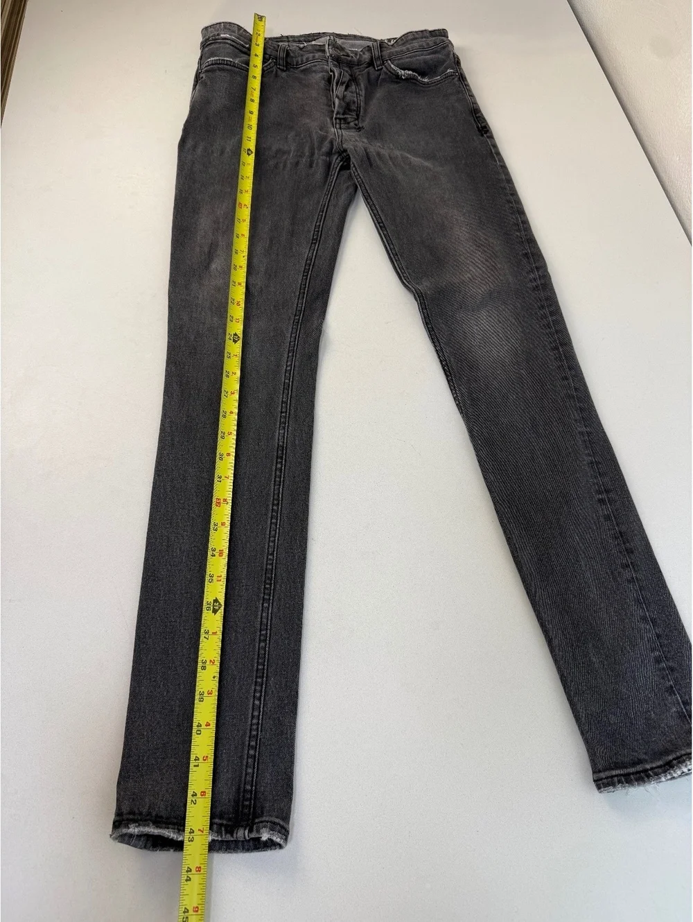 Black Skinny Jeans with Cross Stitch Detail and Frayed Edges